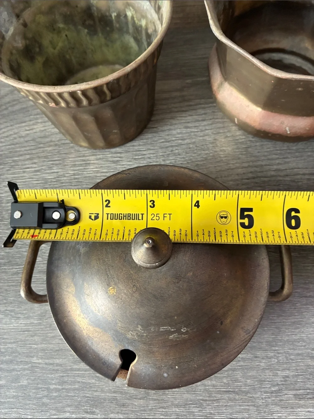 Brass Pots, Bowls with Handles and Lidded Brass Sugar Bowl or Trinket Dish